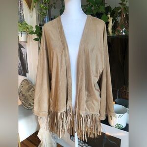 BASS FAUX SUEDE FRINGE CARDIGAN 🍂